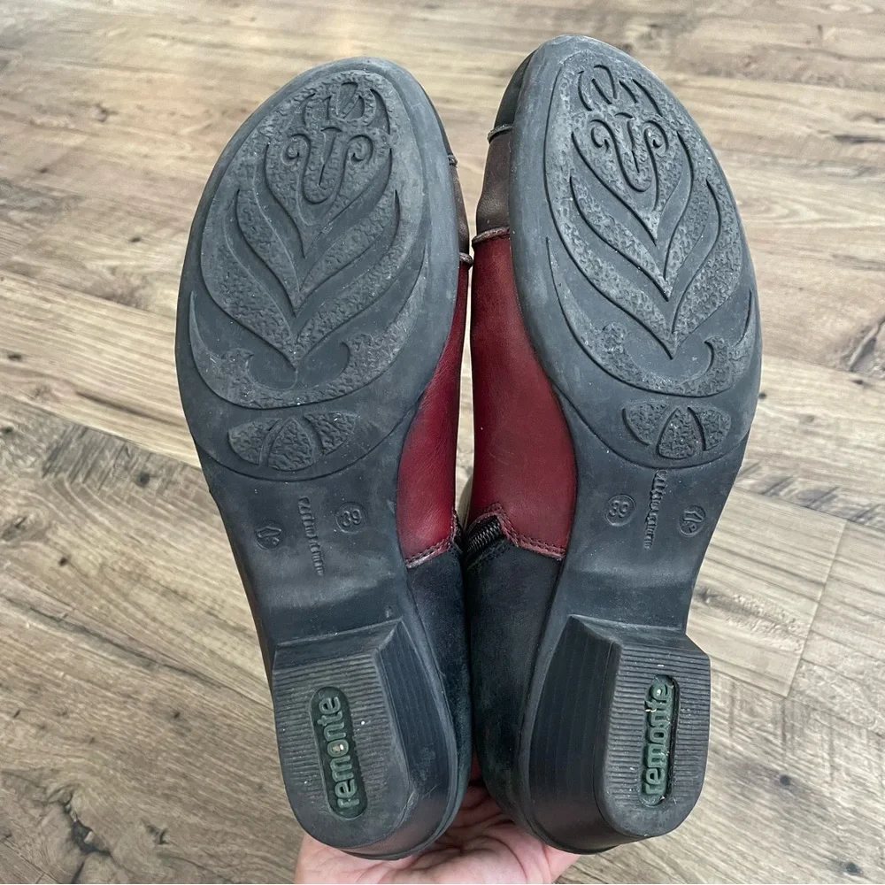 REMONTE Dorndorf Black Red Gray Leather Bow Back Ankle Boots - Picture 6 of 10